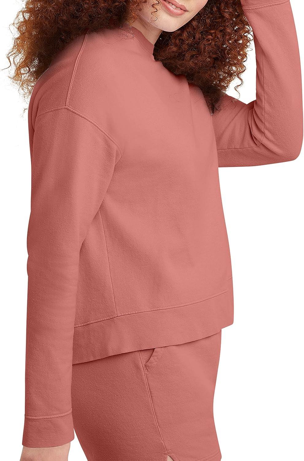 imageHanes Originals Womens Fleece Sweatshirt Midweight Sweatshirt for Women Placed FlowersNantucket Red