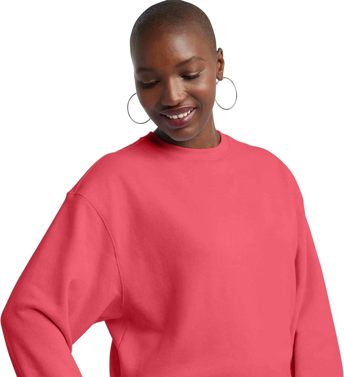 imageHanes Originals Womens Fleece Sweatshirt Midweight Sweatshirt for Women Placed FlowersPinky Peach