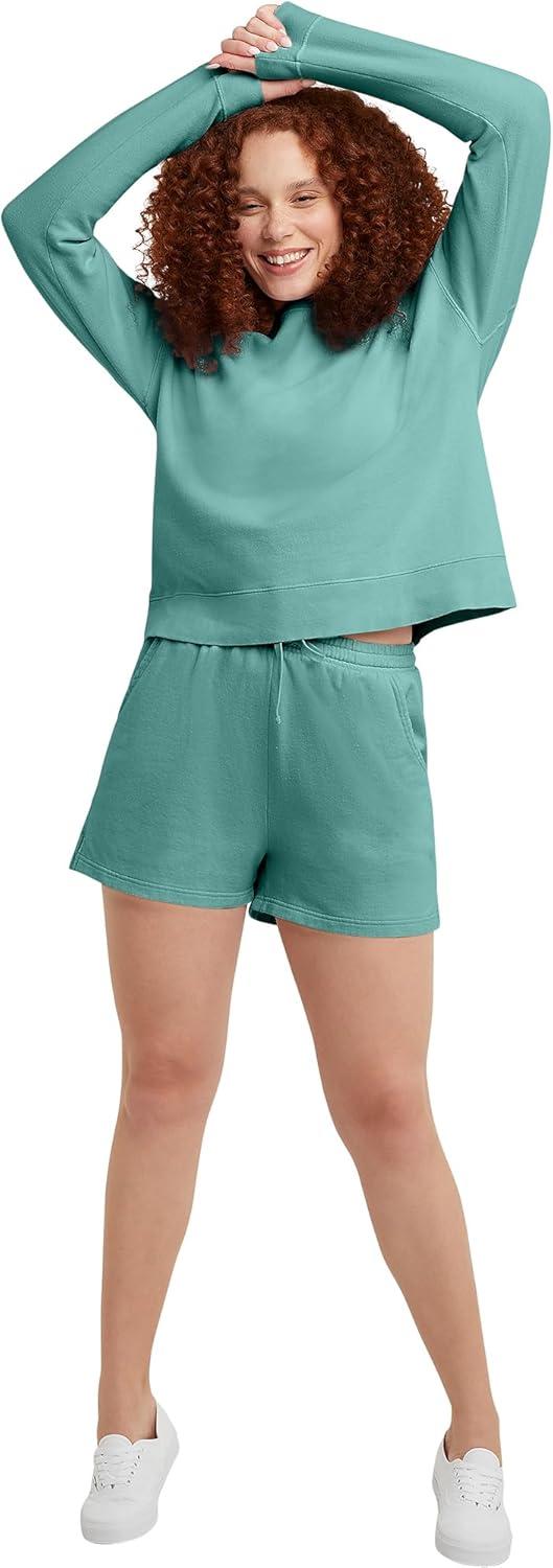 imageHanes Originals Womens Fleece Sweatshirt Midweight Sweatshirt for Women Placed FlowersSpanish Moss