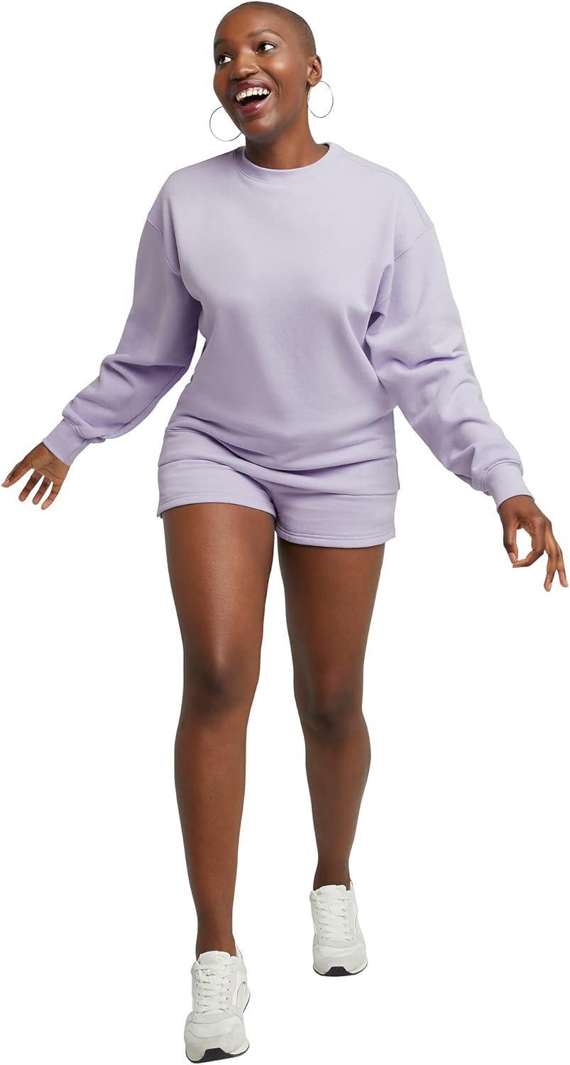 imageHanes Originals Womens Fleece Sweatshirt Midweight Sweatshirt for Women Placed FlowersUrban Lilac