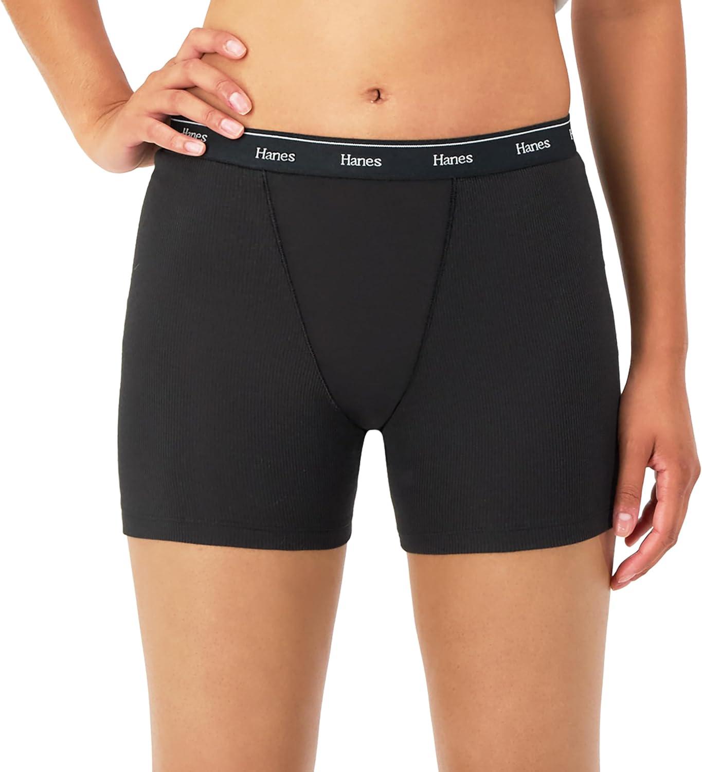 imageHanes Originals Womens MidThigh Boxer Brief Pack Stretch Cotton Underwear 4PackBasic Color Mix