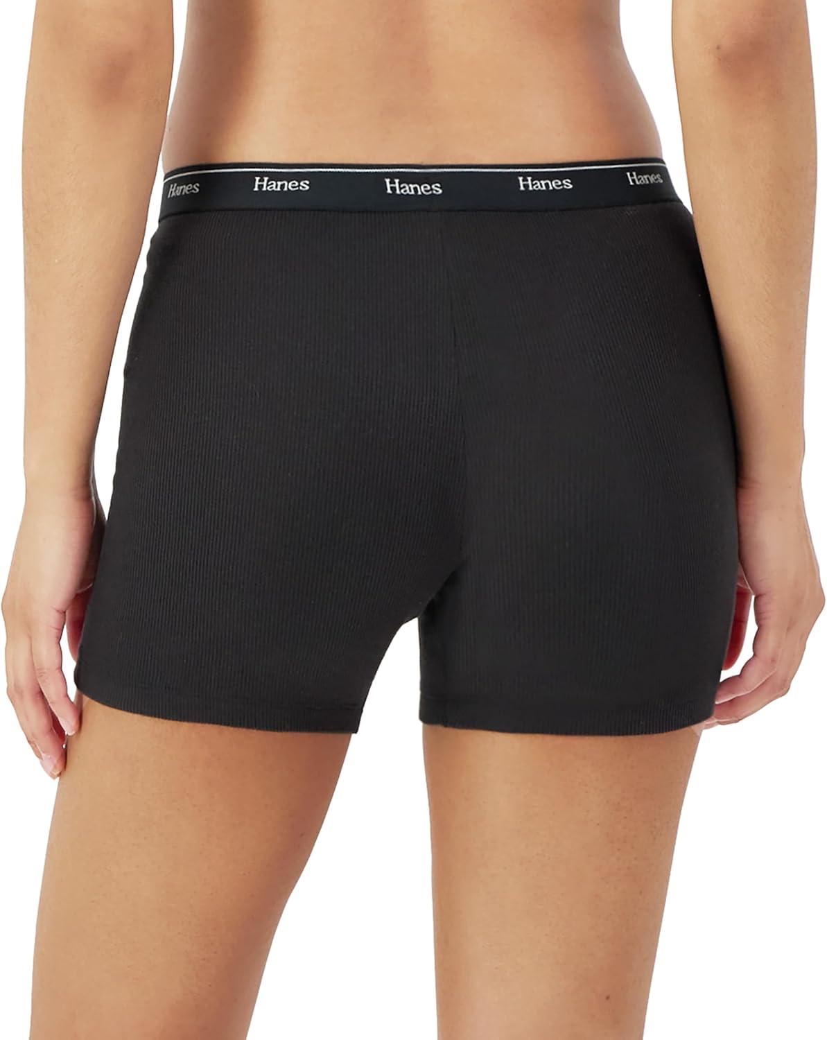 imageHanes Originals Womens MidThigh Boxer Brief Pack Stretch Cotton Underwear 4PackBasic Color Mix