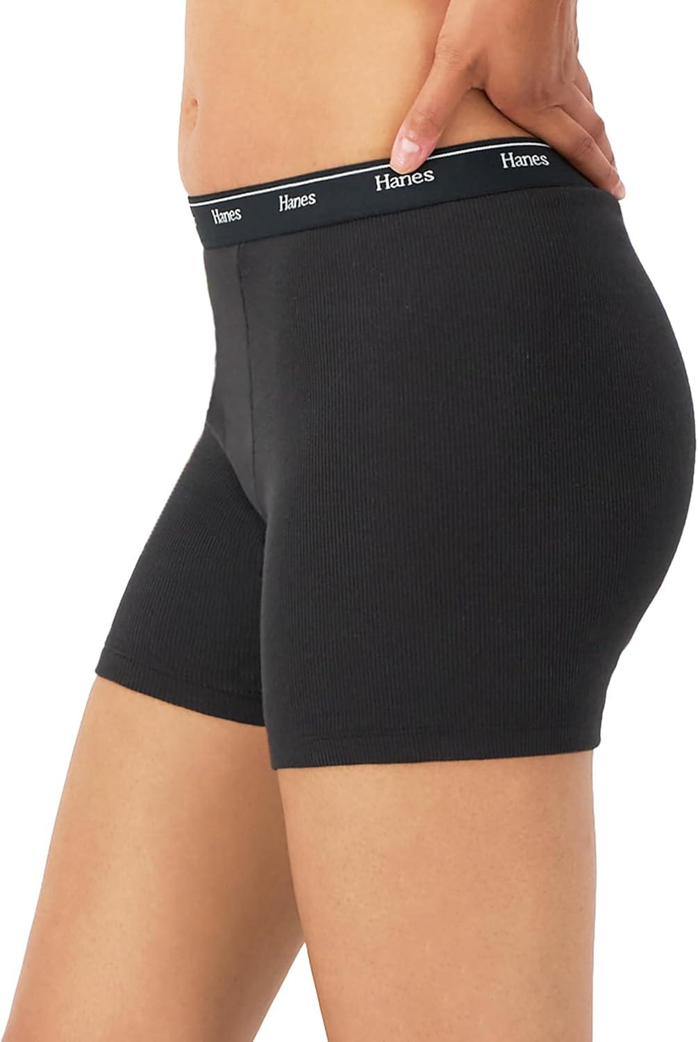 imageHanes Originals Womens MidThigh Boxer Brief Pack Stretch Cotton Underwear 4PackBasic Color Mix