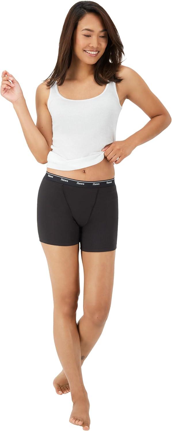 imageHanes Originals Womens MidThigh Boxer Brief Pack Stretch Cotton Underwear 4PackBasic Color Mix
