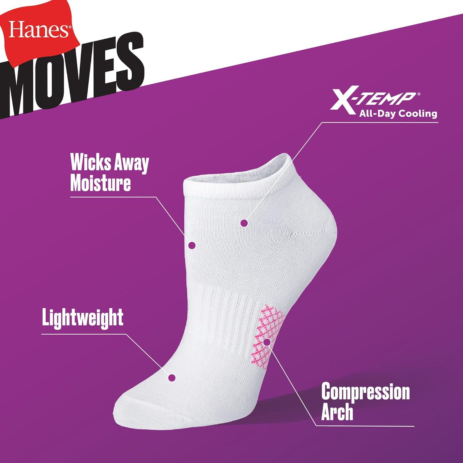 imageHanes Performance No Show Lightweight XTemp Cooling Socks for Women 6PackBlack