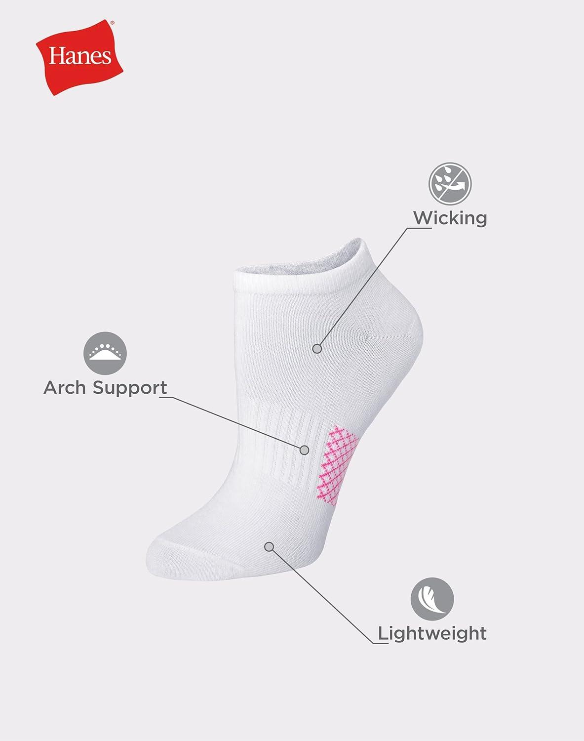 imageHanes Performance No Show Lightweight XTemp Cooling Socks for Women 6PackBlackColor Mesh