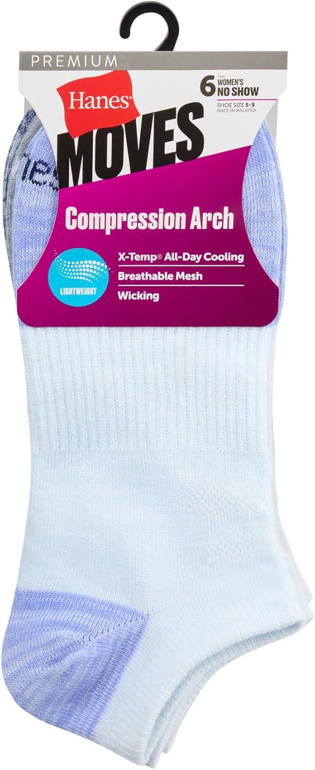imageHanes Performance No Show Lightweight XTemp Cooling Socks for Women 6PackBlue