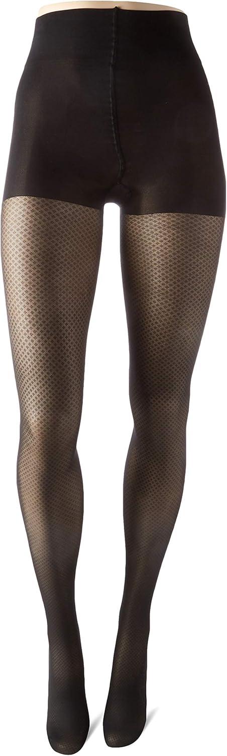 imageHanes Script Womens Fashion Diamond Compression Tights for Leg Support Control Top Sheer Toe Black