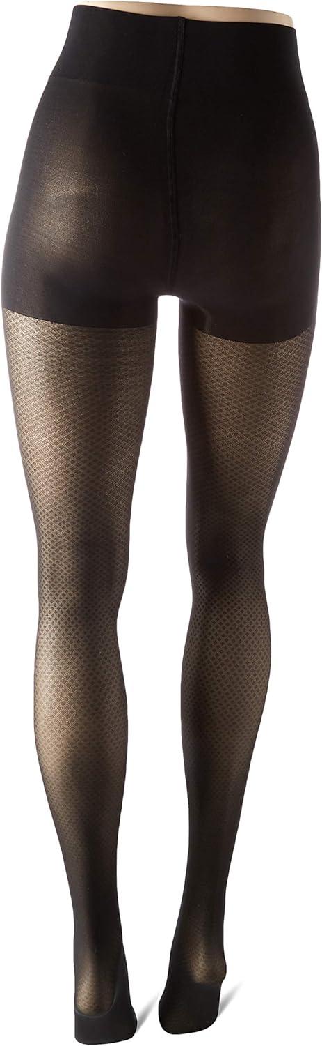 imageHanes Script Womens Fashion Diamond Compression Tights for Leg Support Control Top Sheer Toe Black