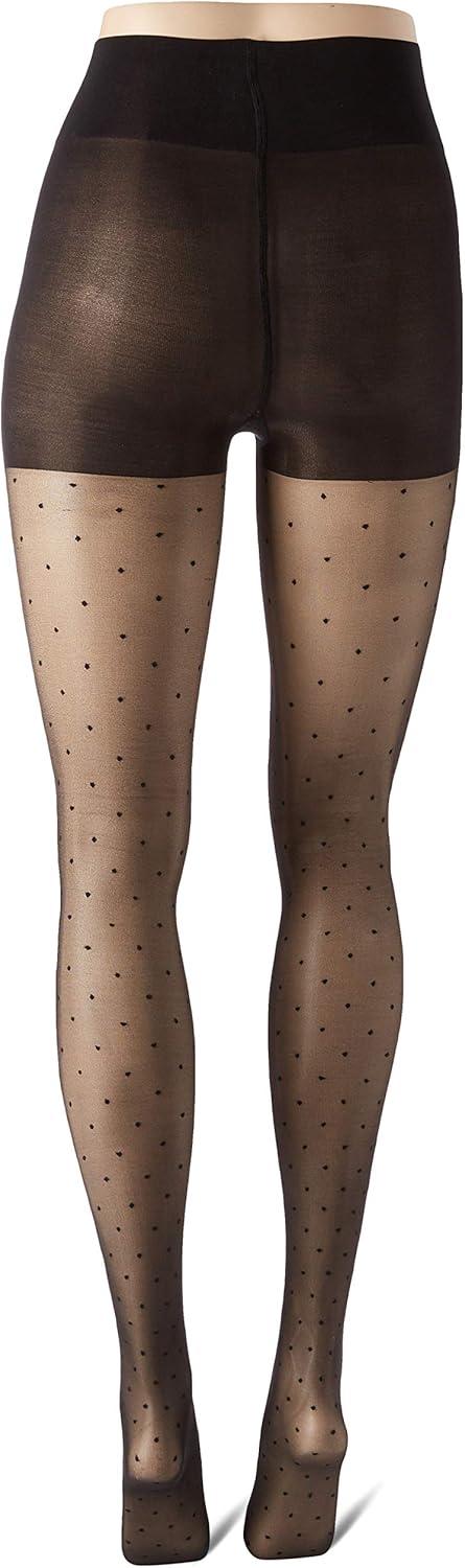 imageHanes Script Womens Fashion Dot Compression Tights for Leg Support Control Top Sheer Toe BlackBlack
