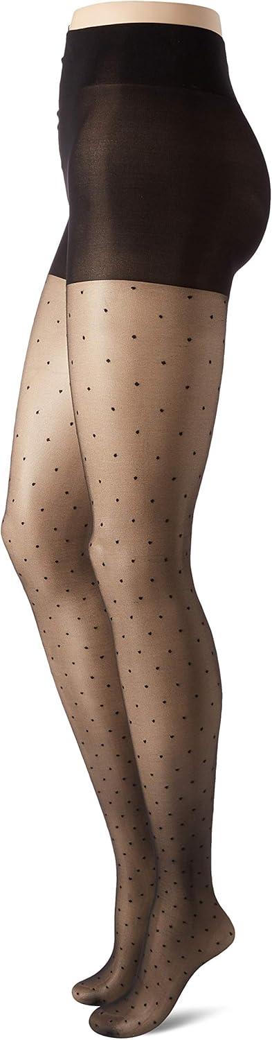 imageHanes Script Womens Fashion Dot Compression Tights for Leg Support Control Top Sheer Toe BlackBlack