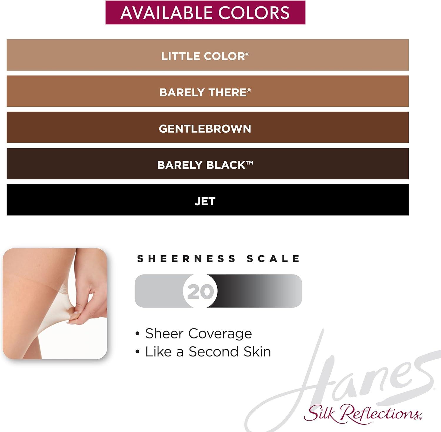 imageHanes Silk Reflections Control Top Sheer Toe Silky Sheer High Waisted PantyhoseLittle Color