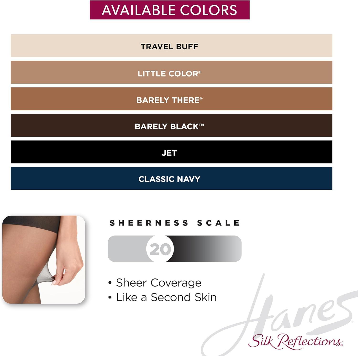 imageHanes Silk Reflections Non Control Top Reinforeced Toe PantyhoseLittle Color