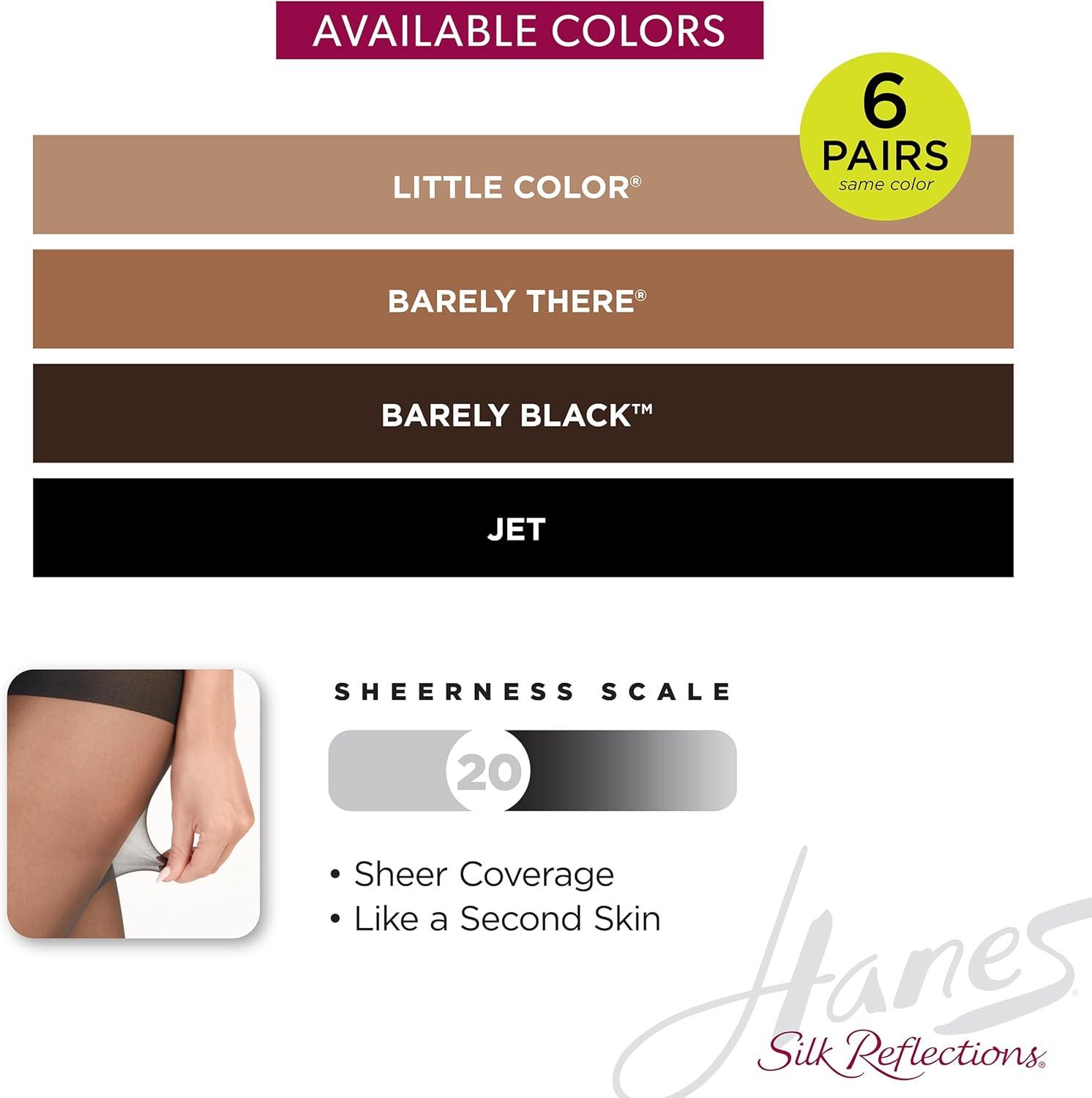 imageHanes Silk Reflections Pantyhose Silky Sheer Control Top Reinforced ToeBarely There
