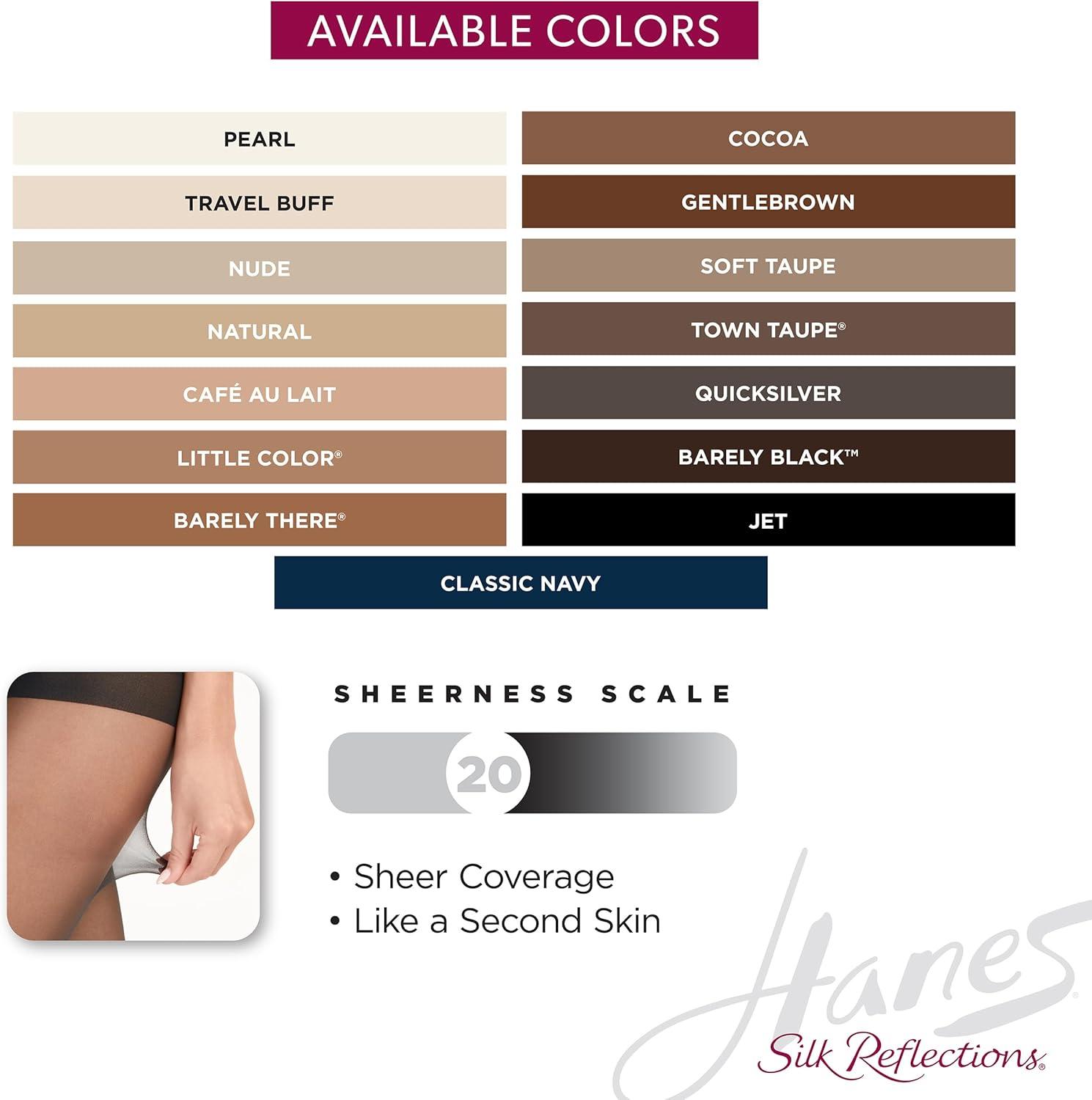 imageHanes Silk Reflections Pantyhose Silky Sheer Control Top Reinforced ToeCafe Au Lait