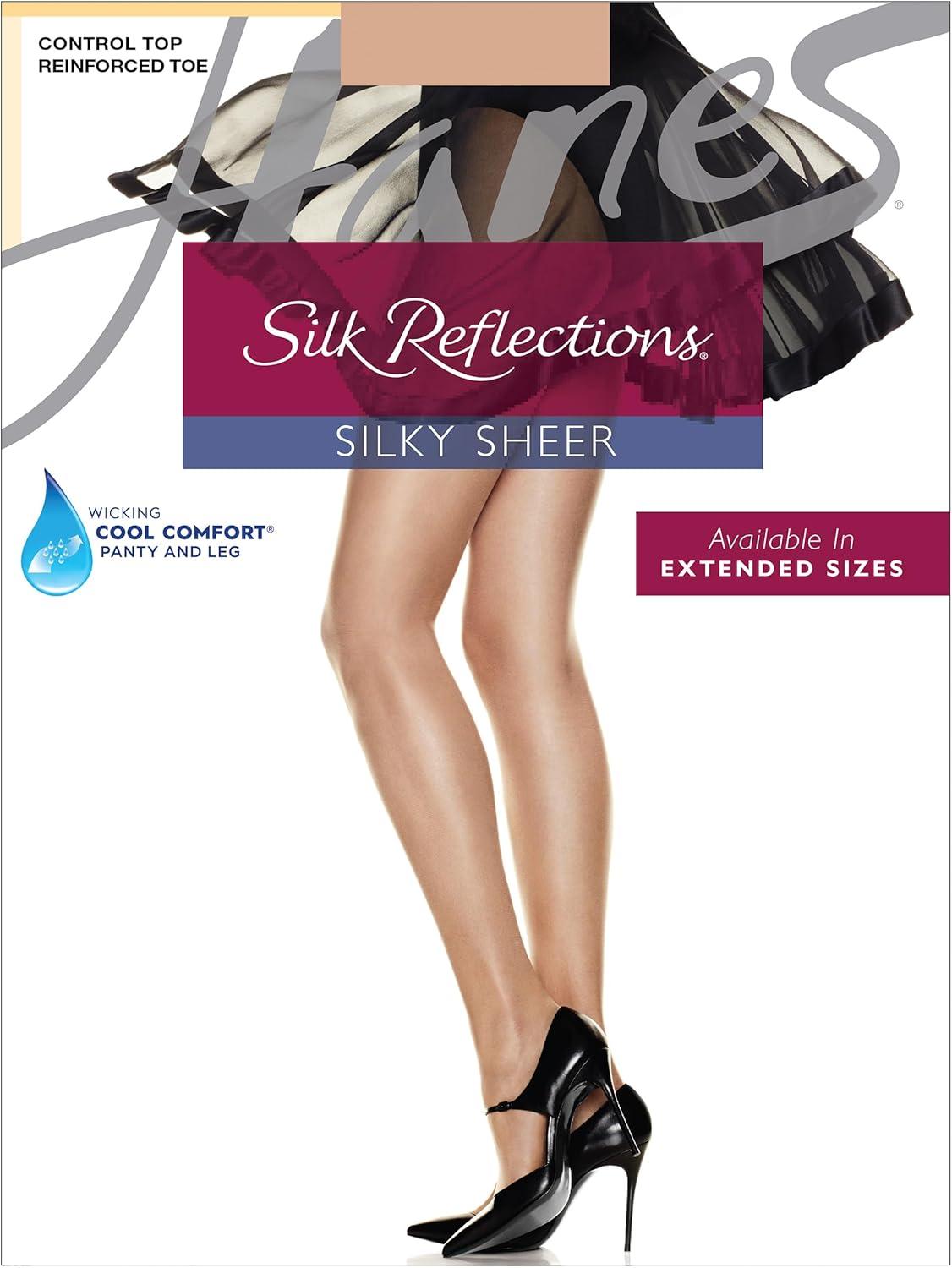 imageHanes Silk Reflections Pantyhose Silky Sheer Control Top Reinforced ToeTown Taupe