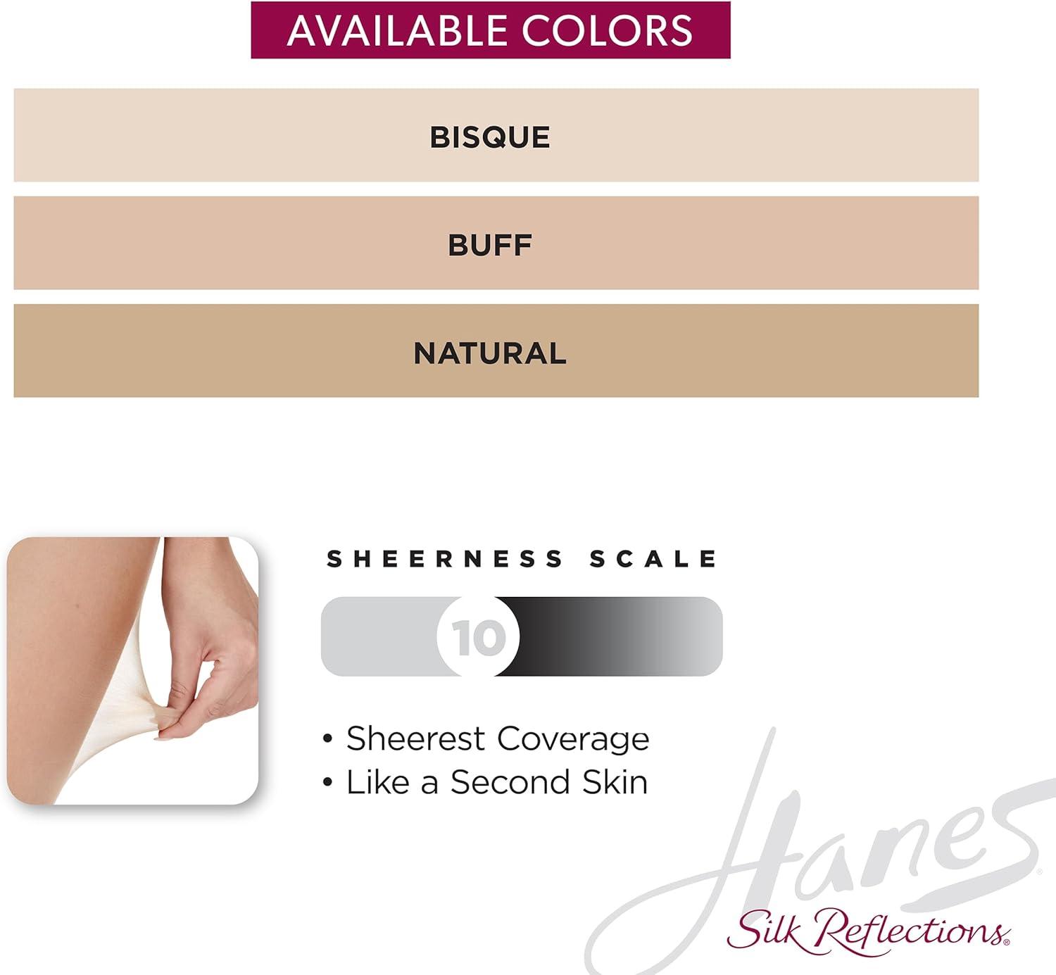 imageHanes Silk Reflections Womens Control Top Toeless Ultra Sheer Pantyhose with RunResistBisque
