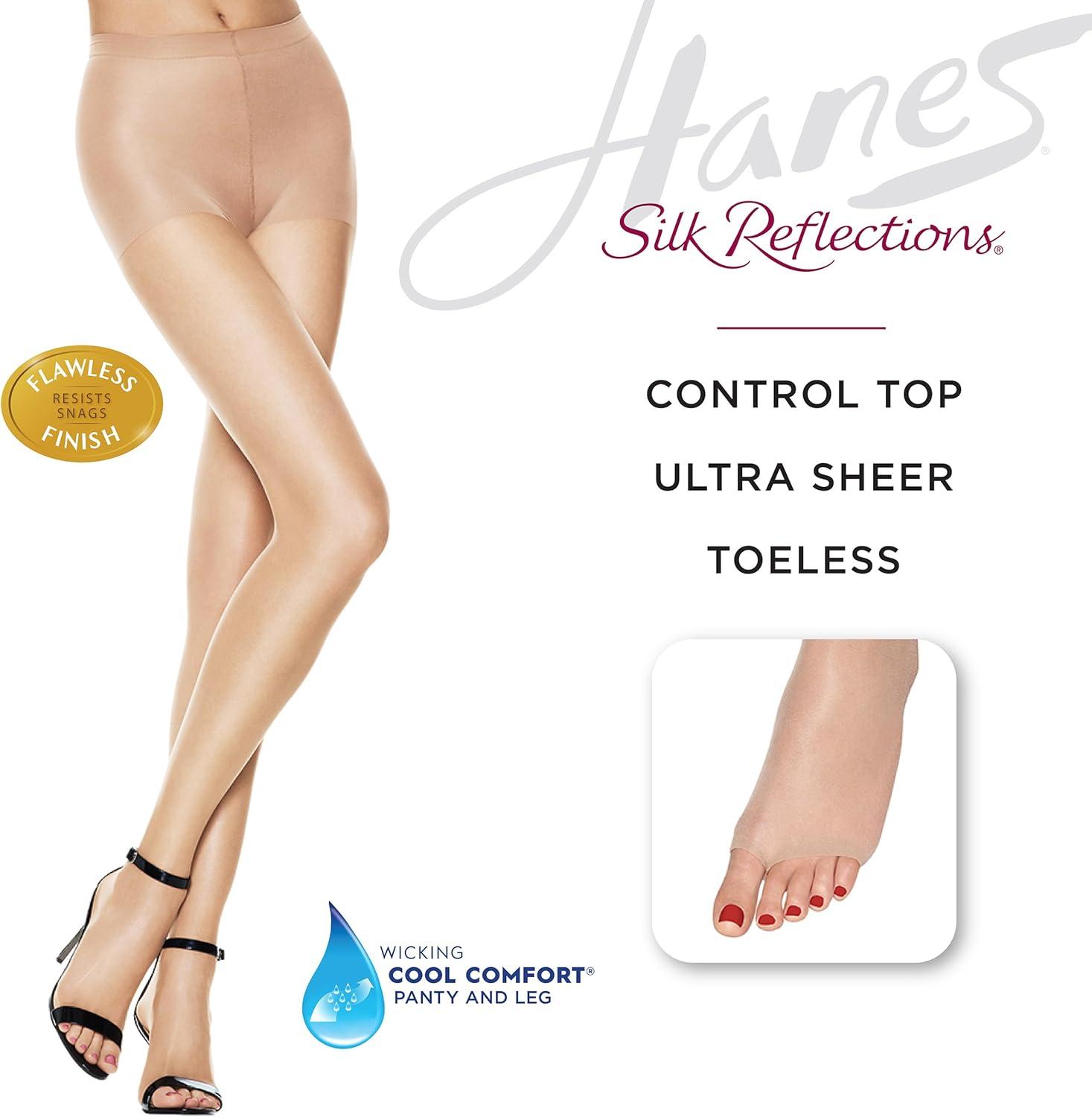 imageHanes Silk Reflections Womens Control Top Toeless Ultra Sheer Pantyhose with RunResistBisque