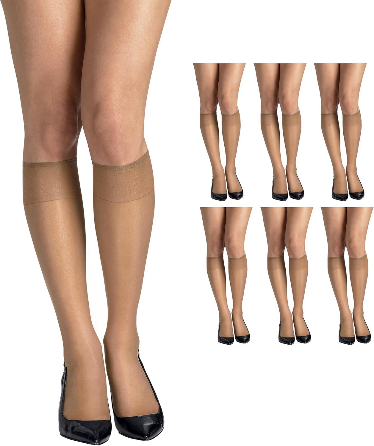 imageHanes Silk Reflections Womens Knee High Reinforce Toe 2 PackLittle Color