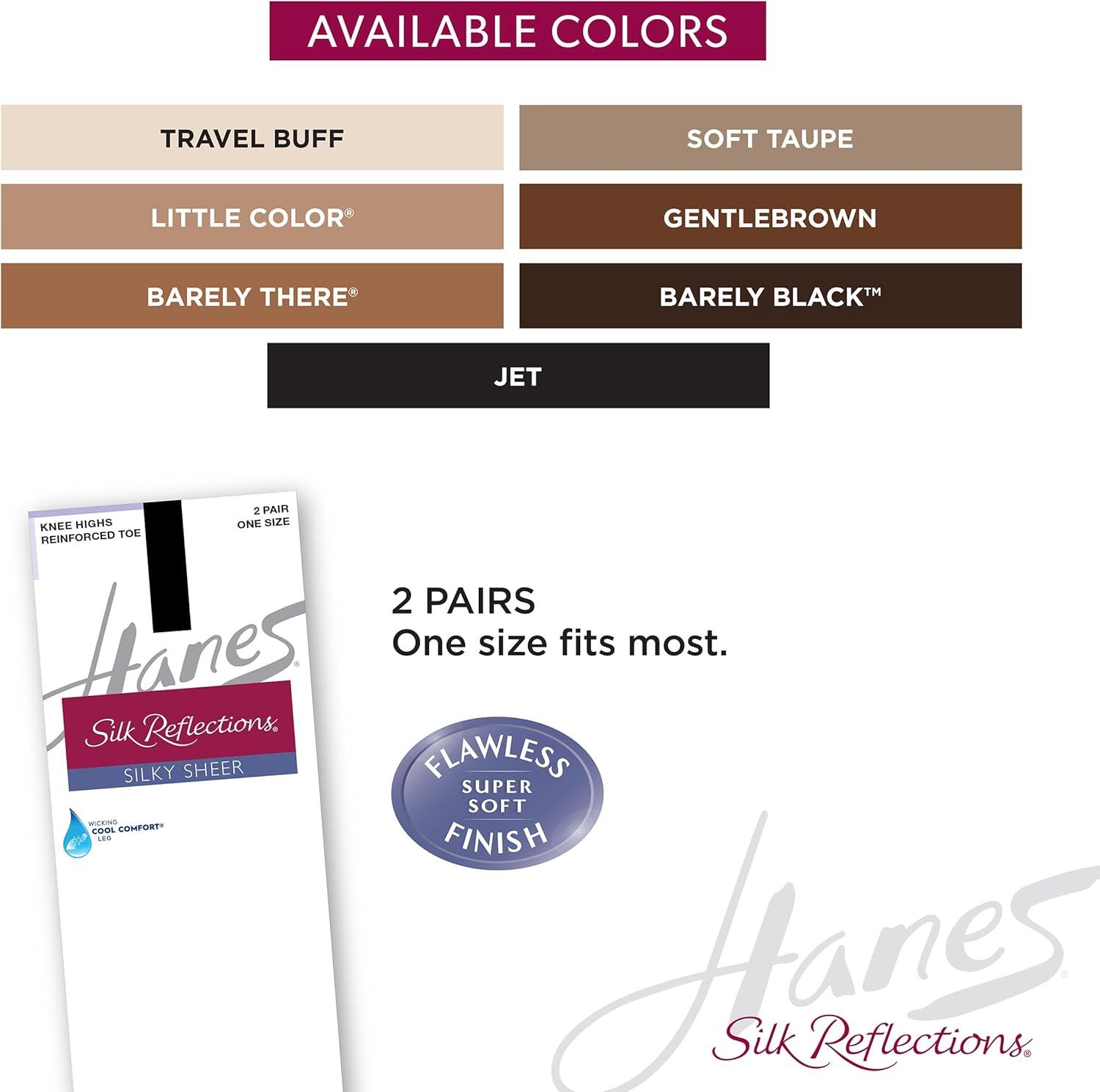 imageHanes Silk Reflections Womens Knee High Reinforce Toe 2 PackNude