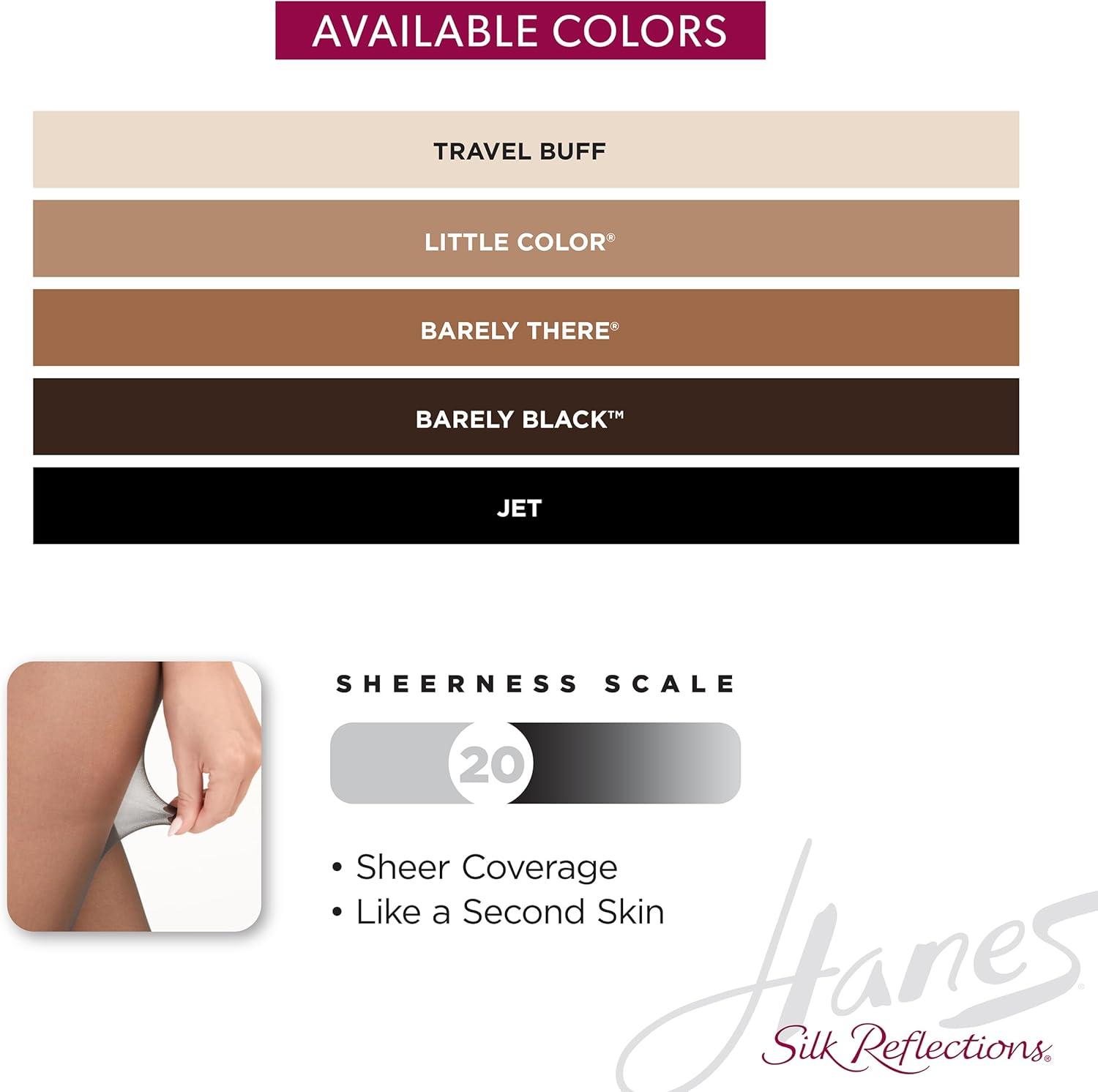 imageHanes Silk Reflections Womens LaceTop Sheer Toe ThighHigh StockingsJet