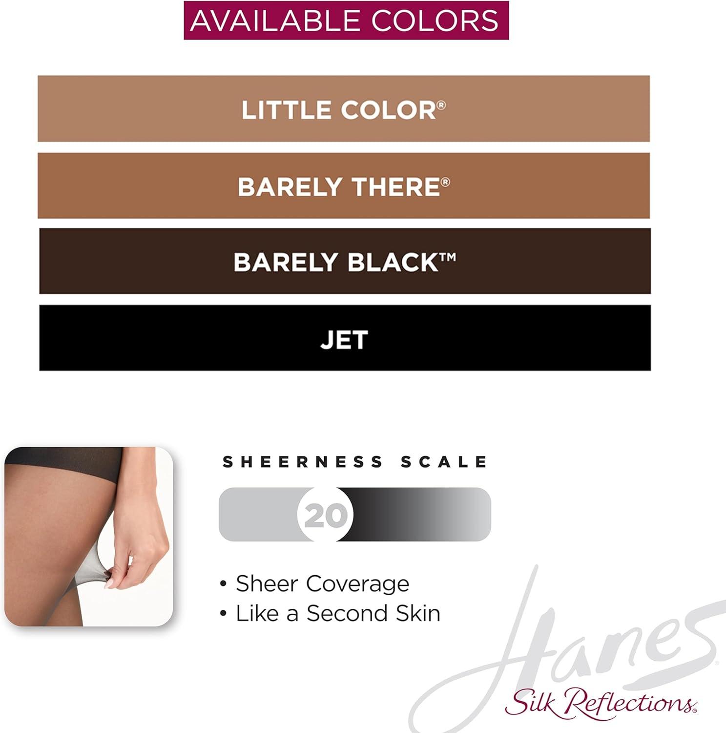 imageHanes Silk Reflections Womens Run Resist Control Top Sheer Toe Wicking Cool Comfort PantyhoseBarely There