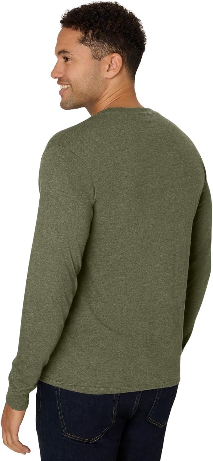 imageHanes T Beefyt Henley Mens Cotton Long Sleeve ShirtsCamouflage Green Htr