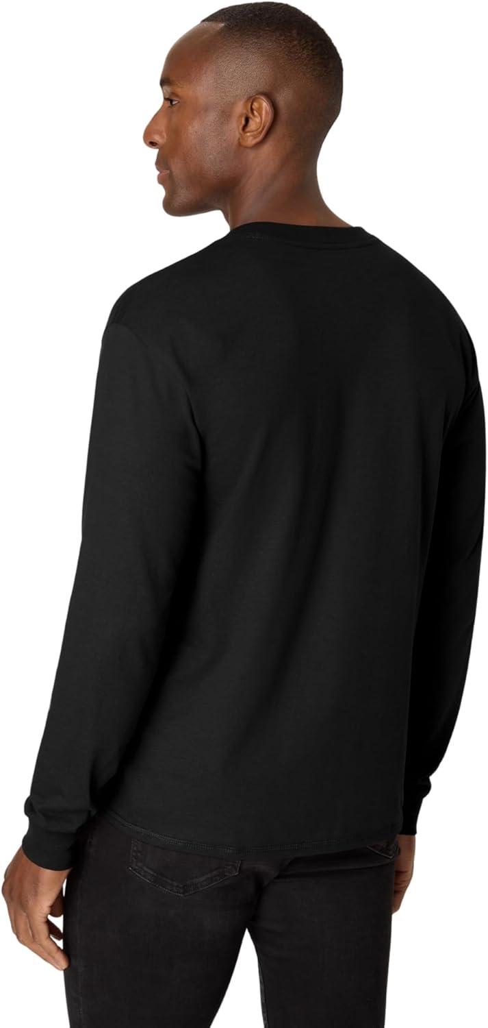 imageHanes T Beefyt Henley Mens Cotton Long Sleeve ShirtsEbony