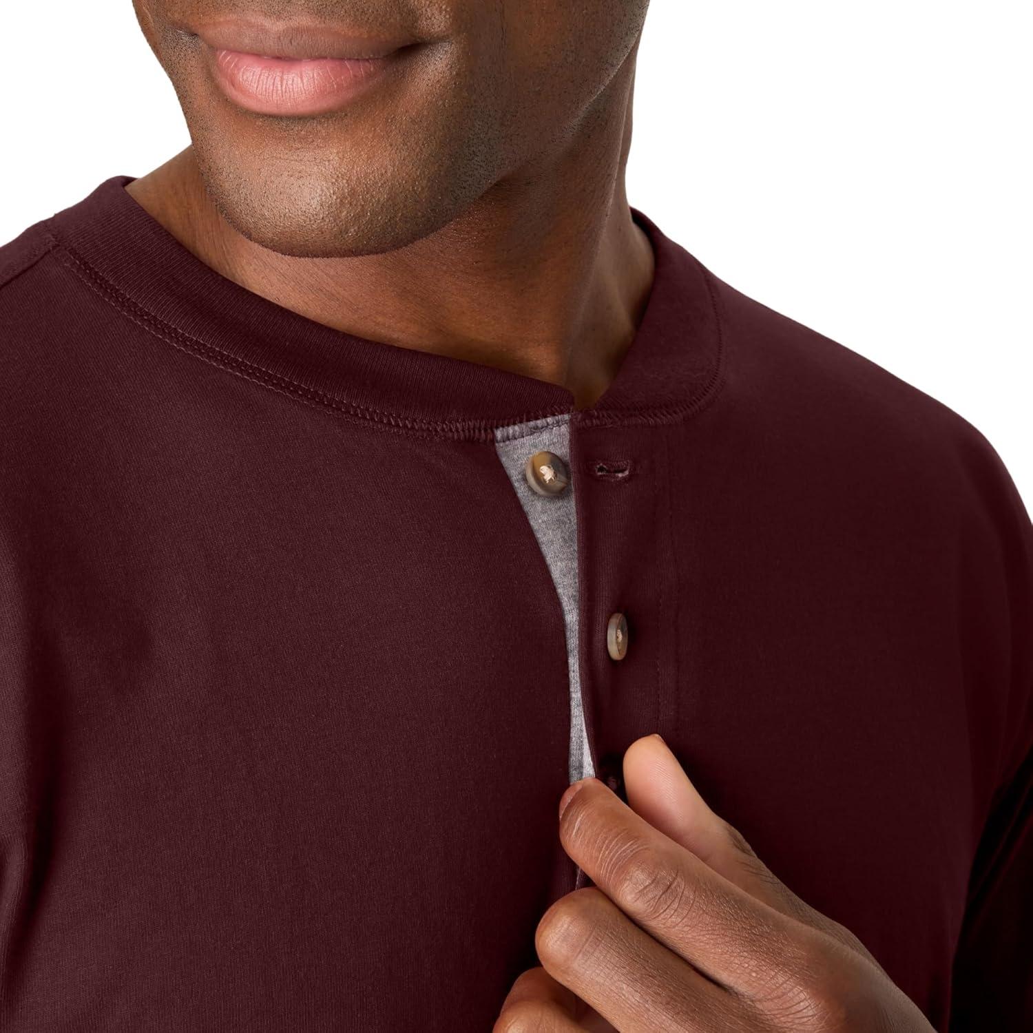 imageHanes T Beefyt Henley Mens Cotton Long Sleeve ShirtsMulled Berry