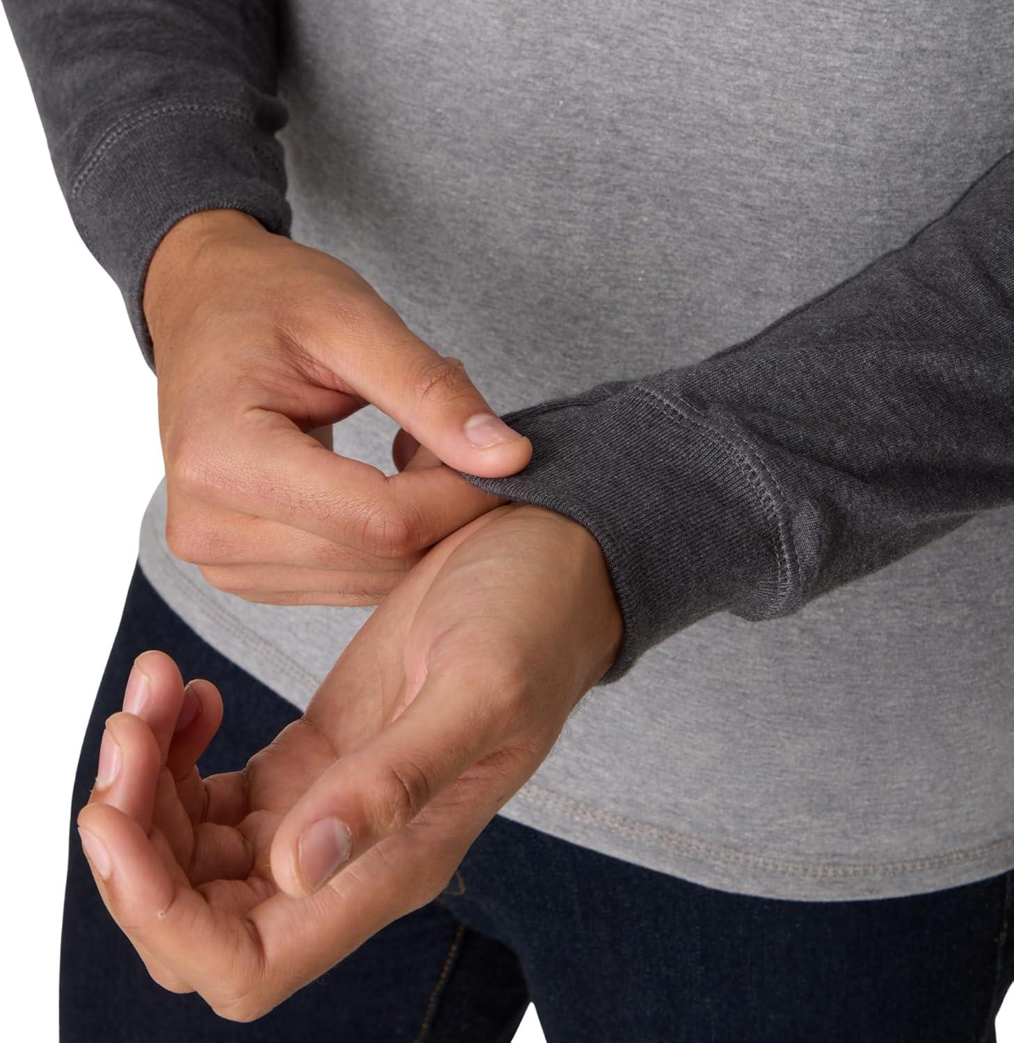 imageHanes T Beefyt Henley Mens Cotton Long Sleeve ShirtsOxford GraySlate Heather