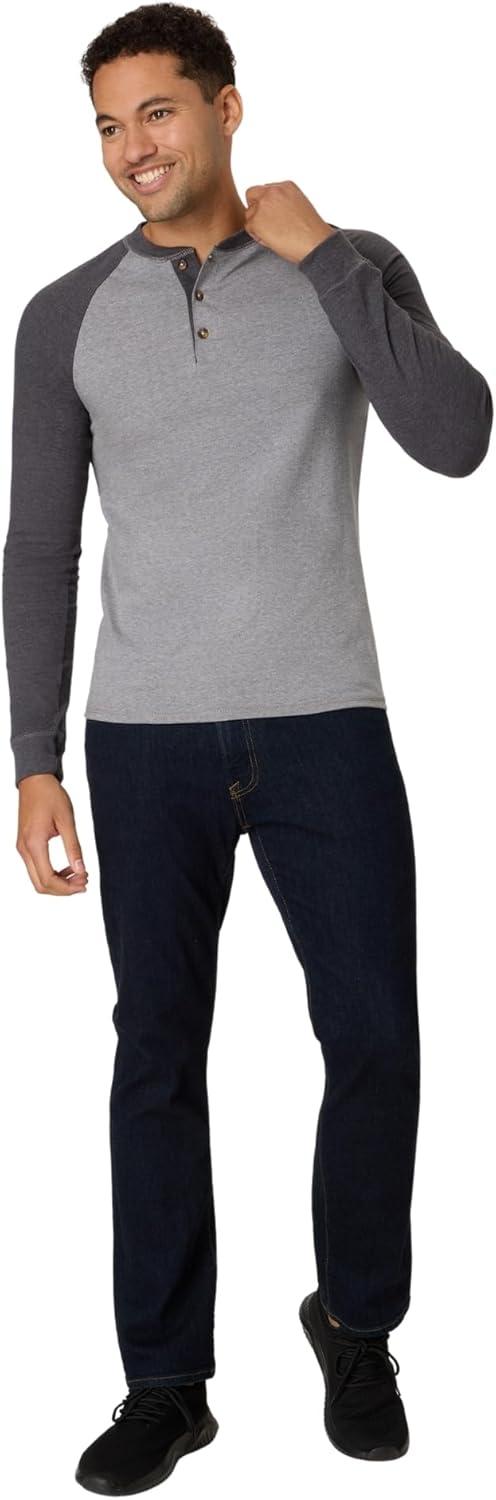 imageHanes T Beefyt Henley Mens Cotton Long Sleeve ShirtsOxford GraySlate Heather