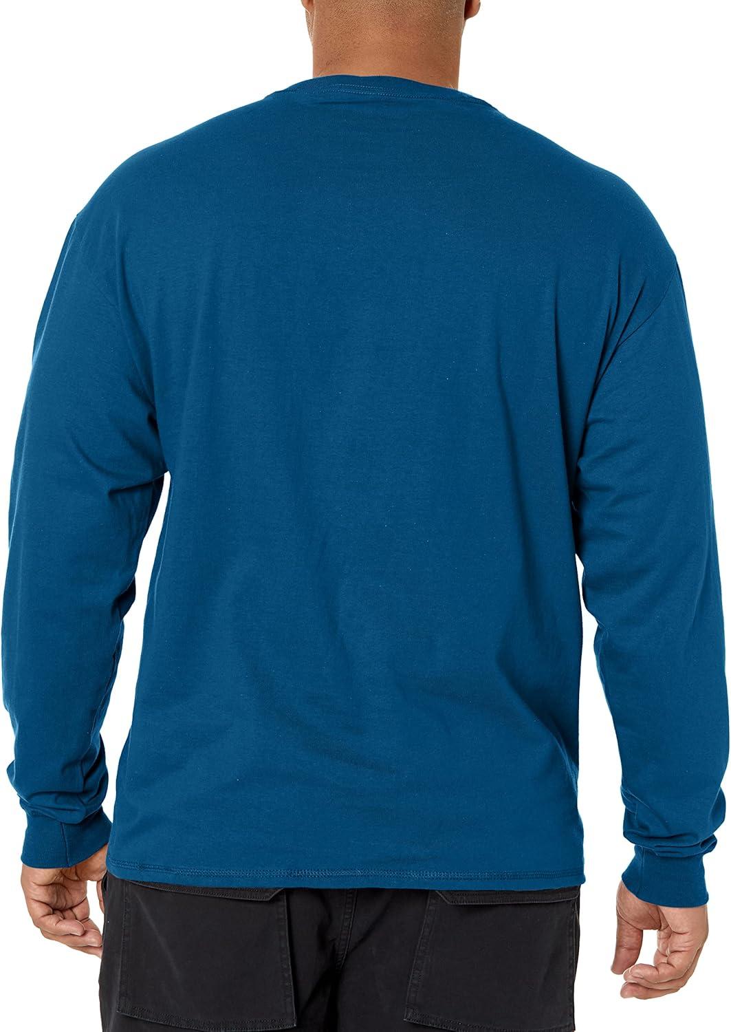 imageHanes T Beefyt Henley Mens Cotton Long Sleeve ShirtsPetro Teal