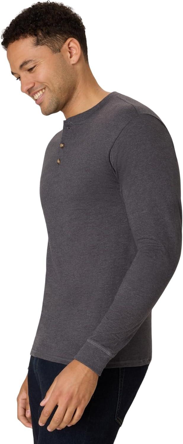imageHanes T Beefyt Henley Mens Cotton Long Sleeve ShirtsSlate Heather