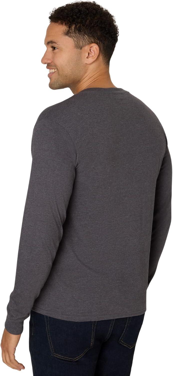 imageHanes T Beefyt Henley Mens Cotton Long Sleeve ShirtsSlate Heather