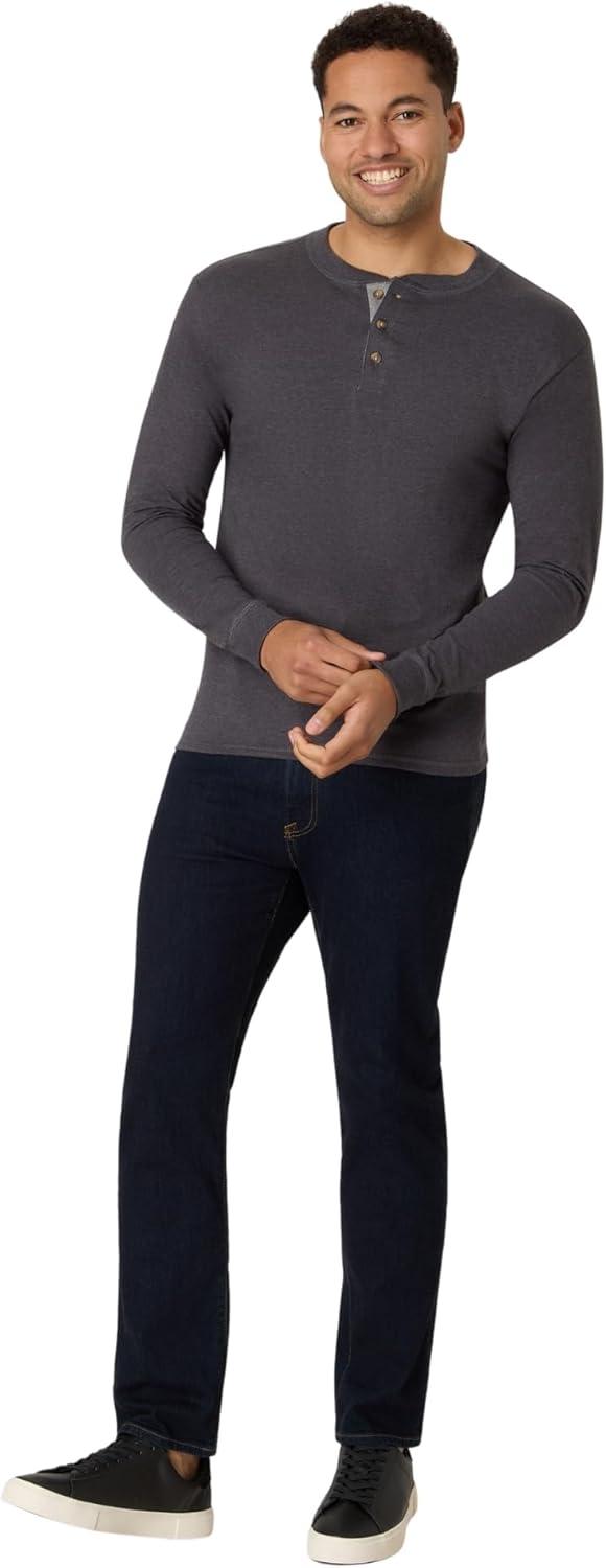 imageHanes T Beefyt Henley Mens Cotton Long Sleeve ShirtsSlate Heather