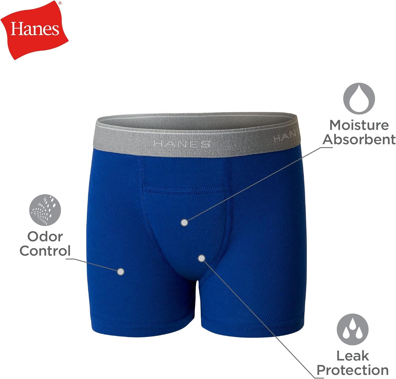 imageHanes Toddler Boys Potty Trainer Underwear Light Leaks Boxer Briefs ampamp Briefs Available 6 ampamp 7 PackBlueGray Assorted 6 Pack