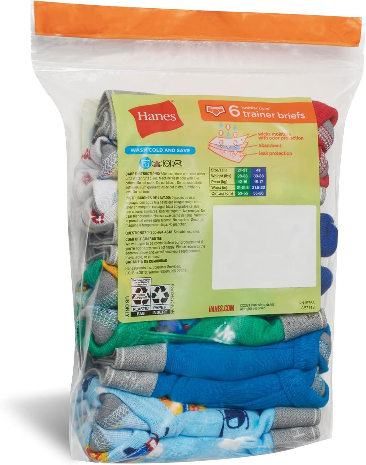 imageHanes Toddler Boys Potty Trainer Underwear Light Leaks Boxer Briefs ampamp Briefs Available 6 ampamp 7 PackBriefs BluePrint Assorted 6 Pack