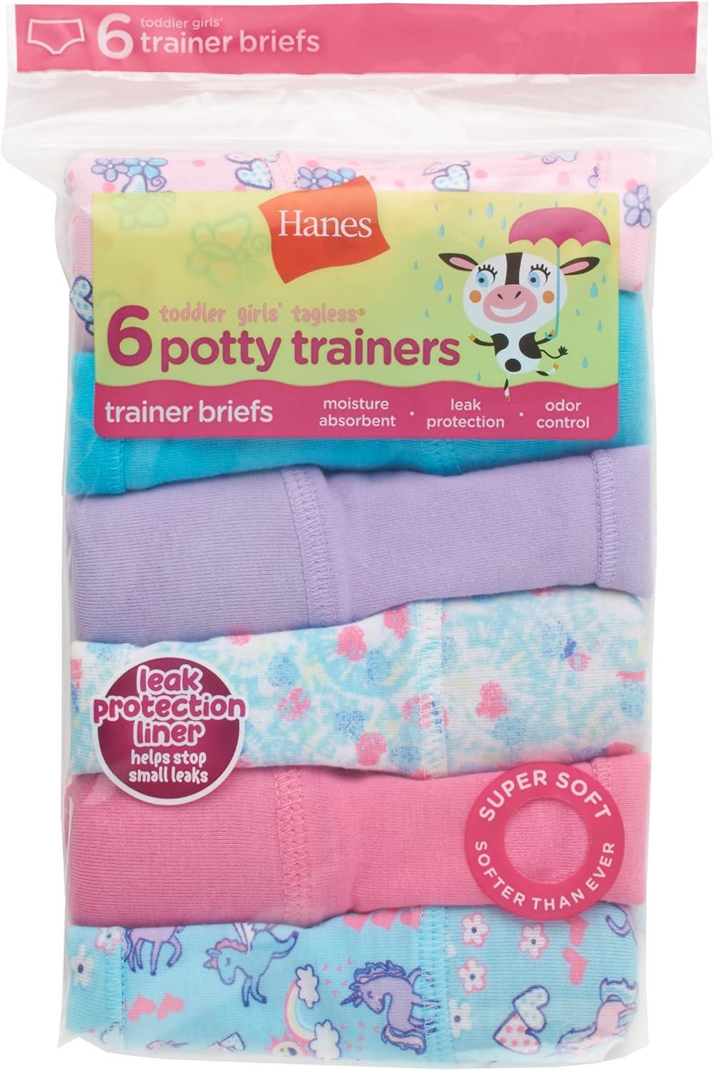 imageHanes Toddler Girls Potty Trainer Brief MoistureWicking Panty Odor Protection Potty Trainer Underwear 6PackPinkBluePurple 6 Pack