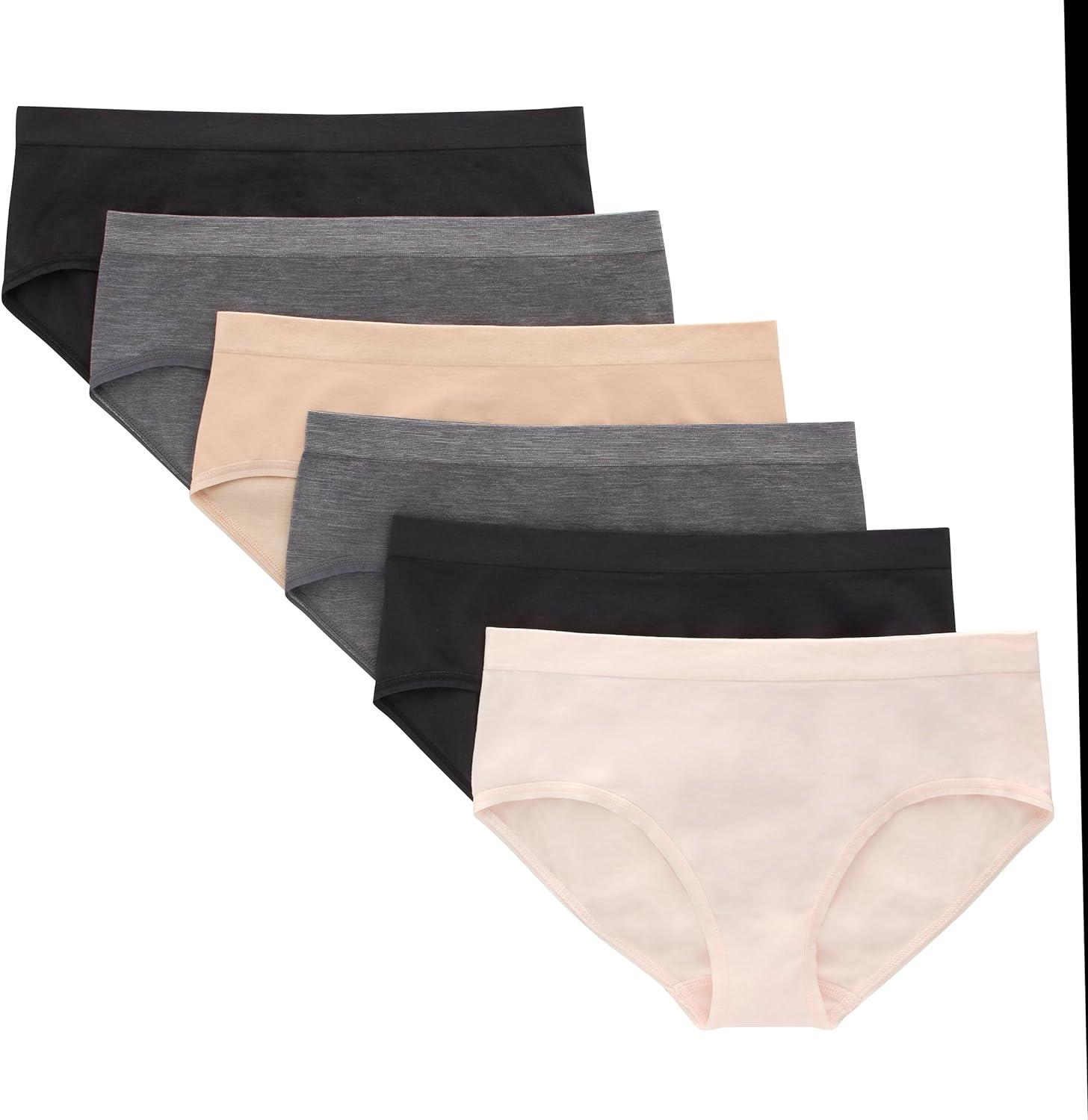 imageHanes Tween Girls Underwear Seamless Girls Panties Boyshort ampamp Hipster Assorted Colors 6PackIvoryBeigeGreyBlack 6 Pack