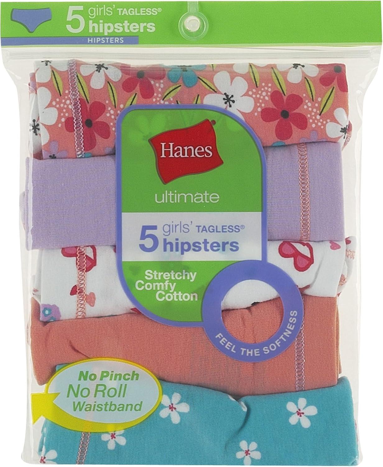 imageHanes Ultimate Girls Underwear Cotton Stretch Panties Briefs Bikinis ampamp Hipsters 5PackOrange Print Assorted