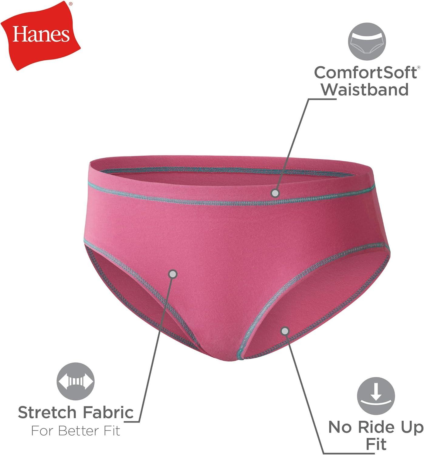 imageHanes Ultimate Girls Underwear Cotton Stretch Panties Briefs Bikinis ampamp Hipsters 5PackPink Print Assorted