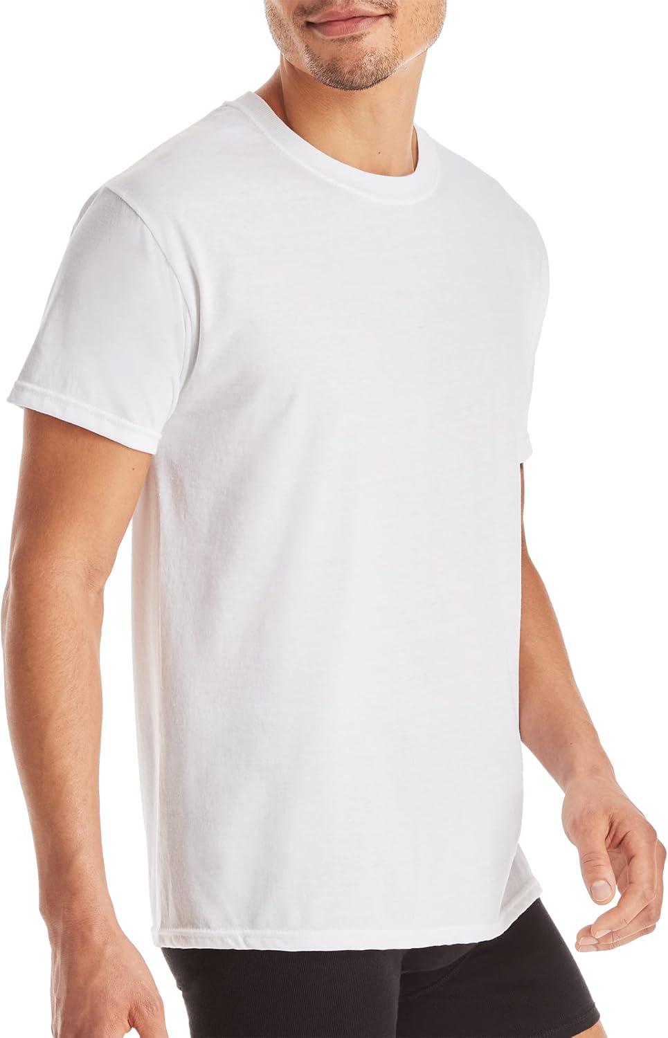 imageHanes Ultimate Mens Fresh Iq Slim Fit Crew Undershirt 4PackWhite 4 Pack