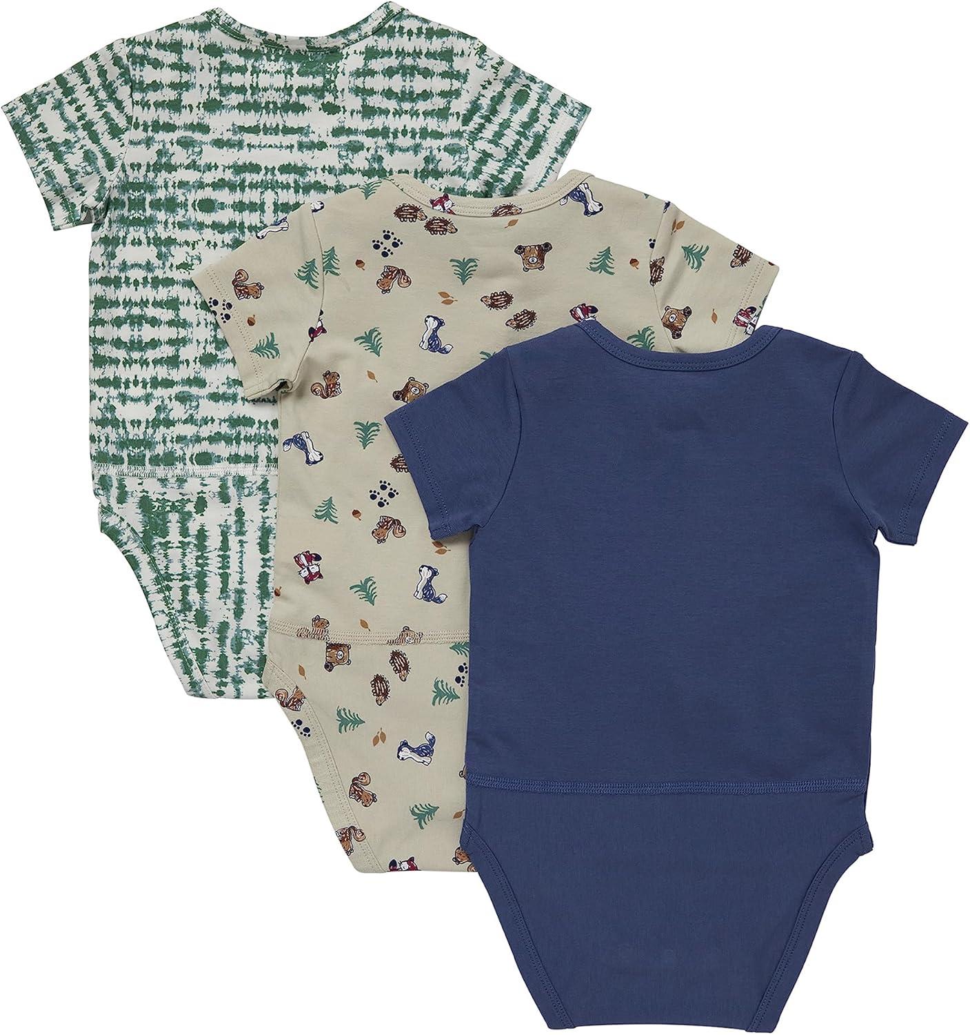 imageHanes Unisex Baby Pure Comfort Short Sleeve Bodysuits Infant Bodysuits Boys ampamp Girls 3packGreenBeigeBlue