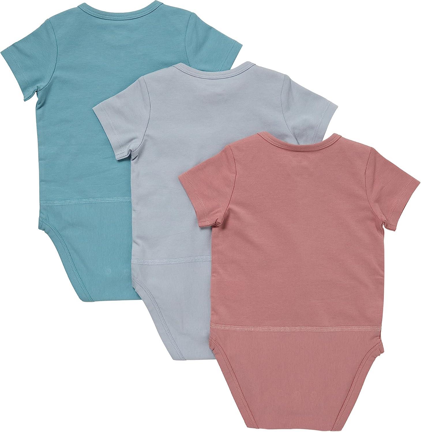 imageHanes Unisex Baby Pure Comfort Short Sleeve Bodysuits Infant Bodysuits Boys ampamp Girls 3packGreyRustBlue