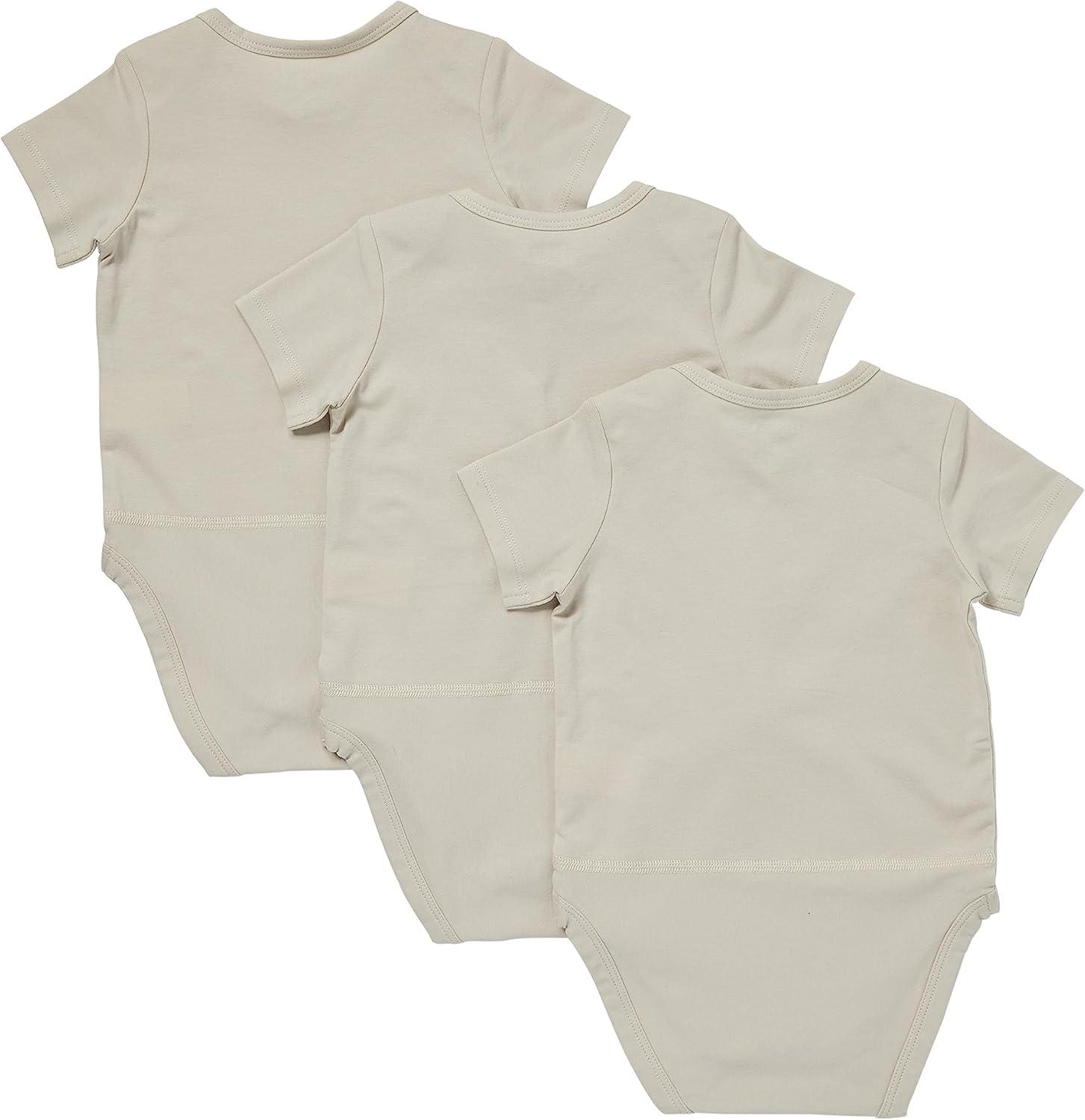 imageHanes Unisex Baby Pure Comfort Short Sleeve Bodysuits Infant Bodysuits Boys ampamp Girls 3packMushroom Beige