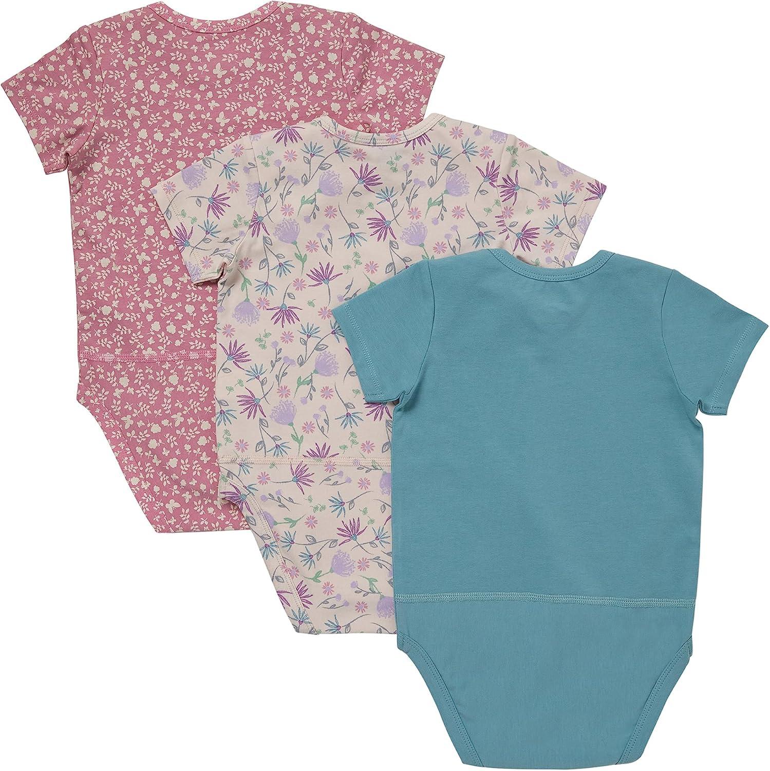 imageHanes Unisex Baby Pure Comfort Short Sleeve Bodysuits Infant Bodysuits Boys ampamp Girls 3packRoseBlushBlue