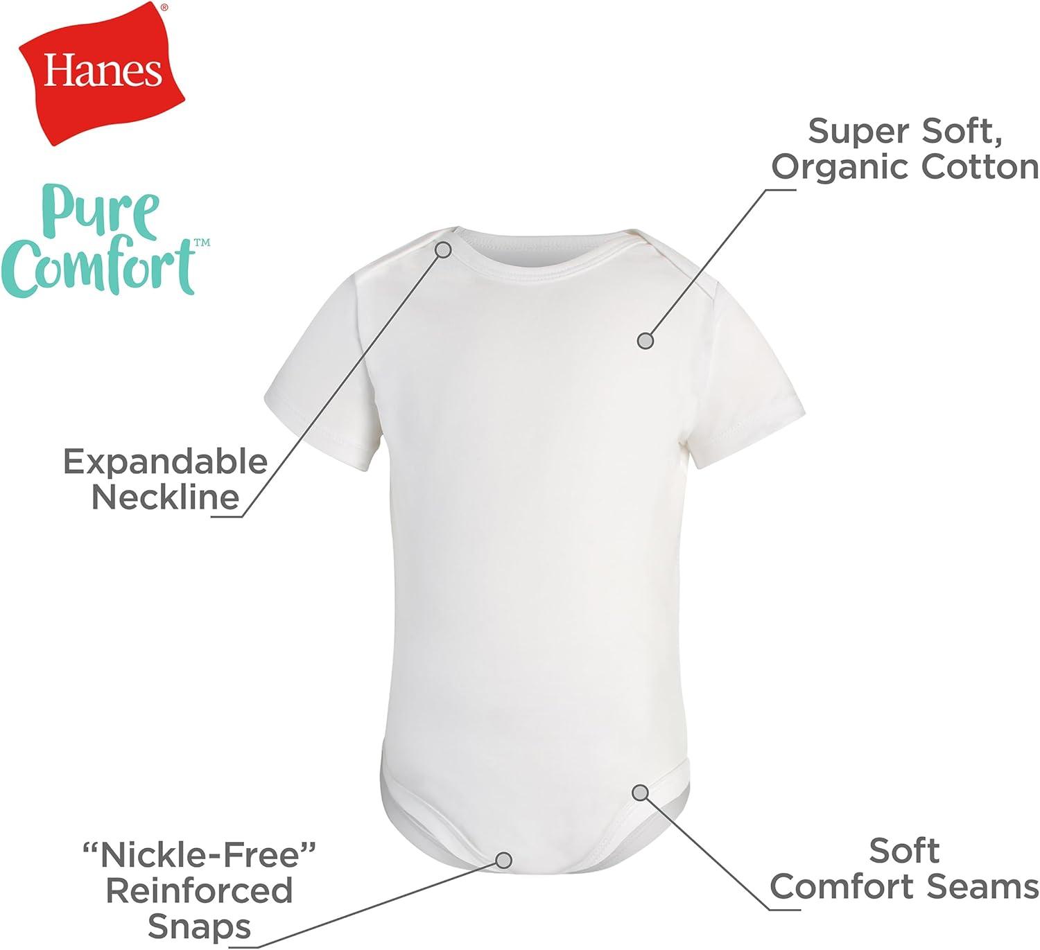 imageHanes Unisex Baby Pure Comfort Short Sleeve Bodysuits Infant Bodysuits Boys ampamp Girls 3packSilverBeigeRust