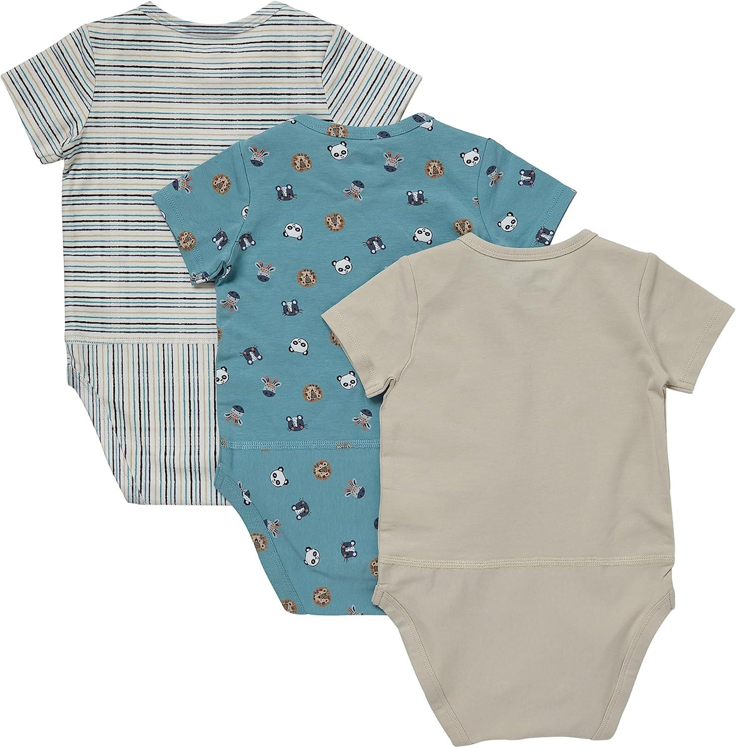 imageHanes Unisex Baby Pure Comfort Short Sleeve Bodysuits Infant Bodysuits Boys ampamp Girls 3packWhiteBlueBeige