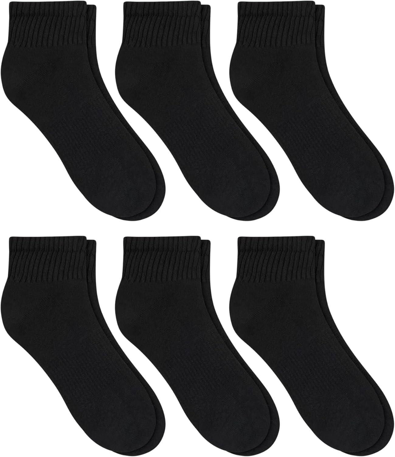 imageHanes Unisex Plain White Socks Pack or Plain Black Socks Pack Mens Womens ampamp Teen Sizes Crew and Ankle 6PacksBlack