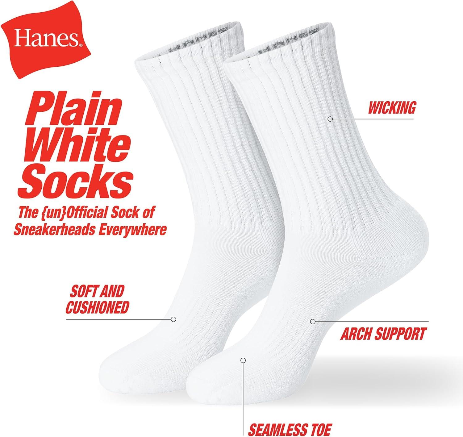 imageHanes Unisex Plain White Socks Pack or Plain Black Socks Pack Mens Womens ampamp Teen Sizes Crew and Ankle 6PacksBlack